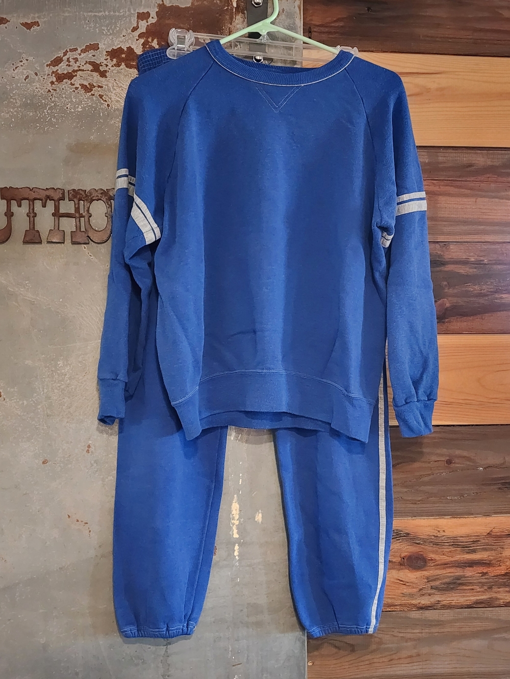 Vintage 70's Blue Crewneck Sweatshirt and Sweatpants Set